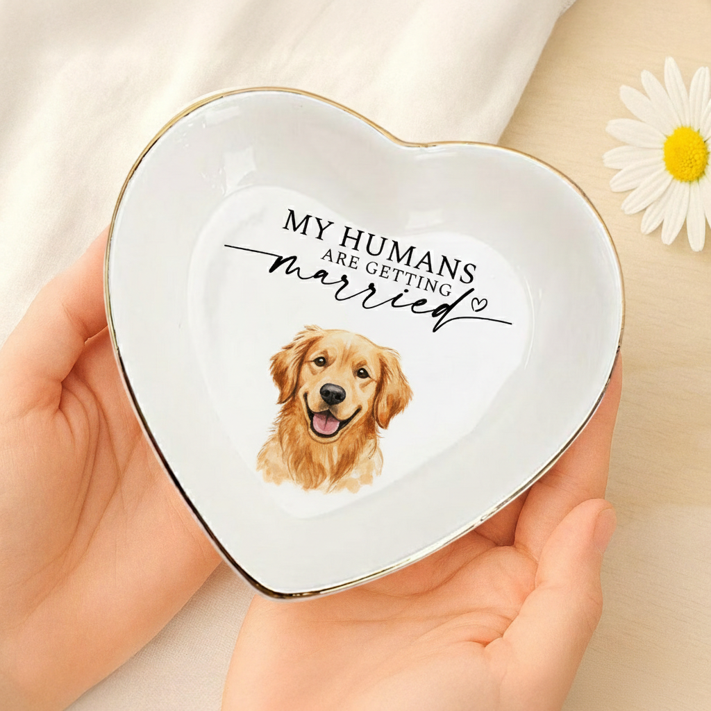 Custom Pet Portrait Ring Dish, Personalized Ceramic Dog Wedding Keepsake, My Humans Are Getting Married, Engagement Gift for Bride & Couple, My Humans Are Getting Married
