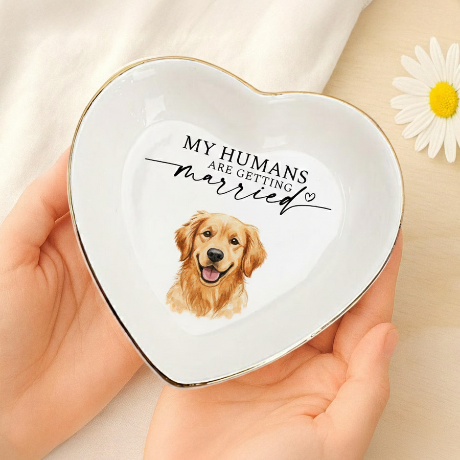 Custom Pet Portrait Ring Dish, Personalized Ceramic Dog Wedding Keepsake, My Humans Are Getting Married, Engagement Gift for Bride & Couple, My Humans Are Getting Married