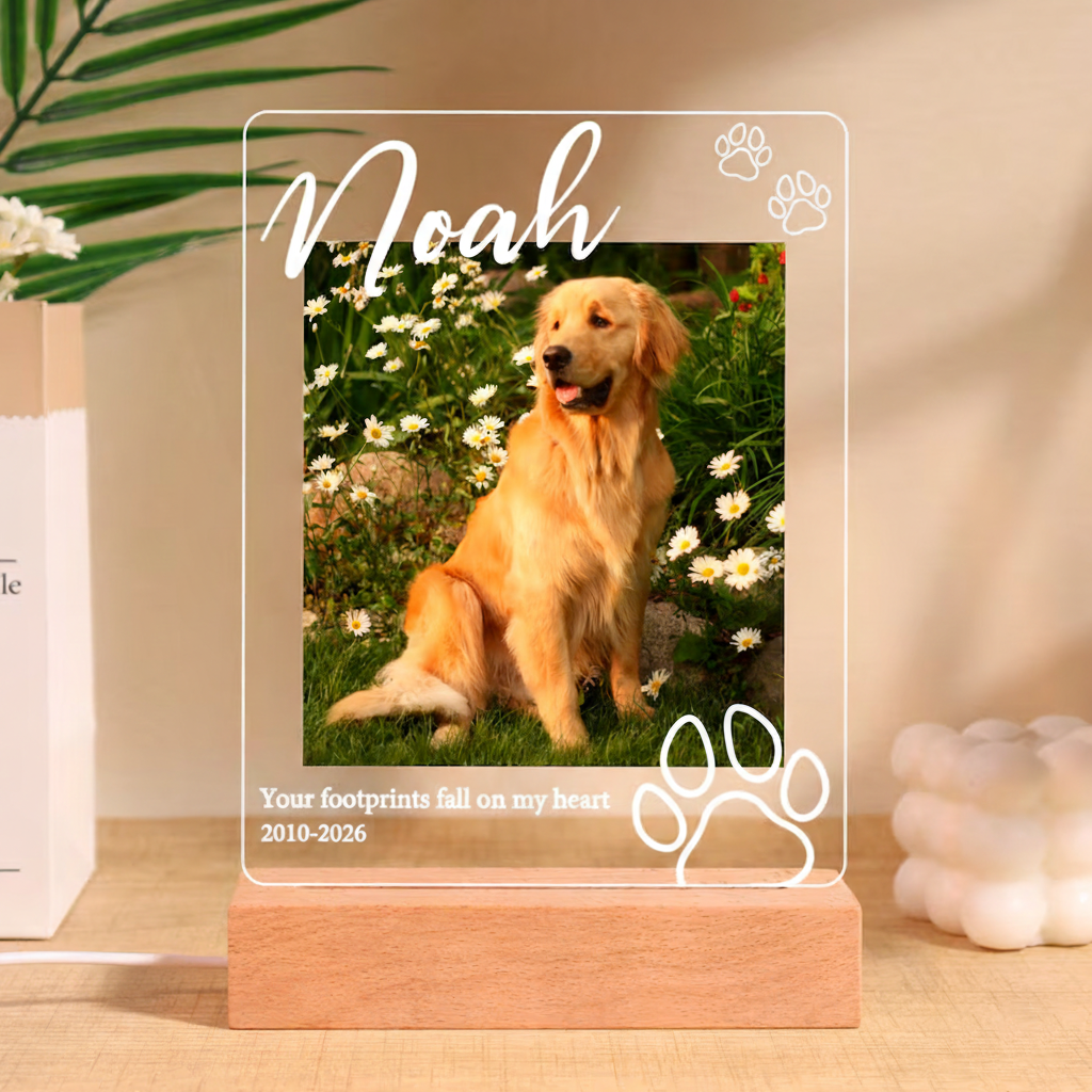 Pet Memorial Plaque,Pet LED Night Light,Custom Photo Pet Lover Night Light,Dog Keepsake Sign