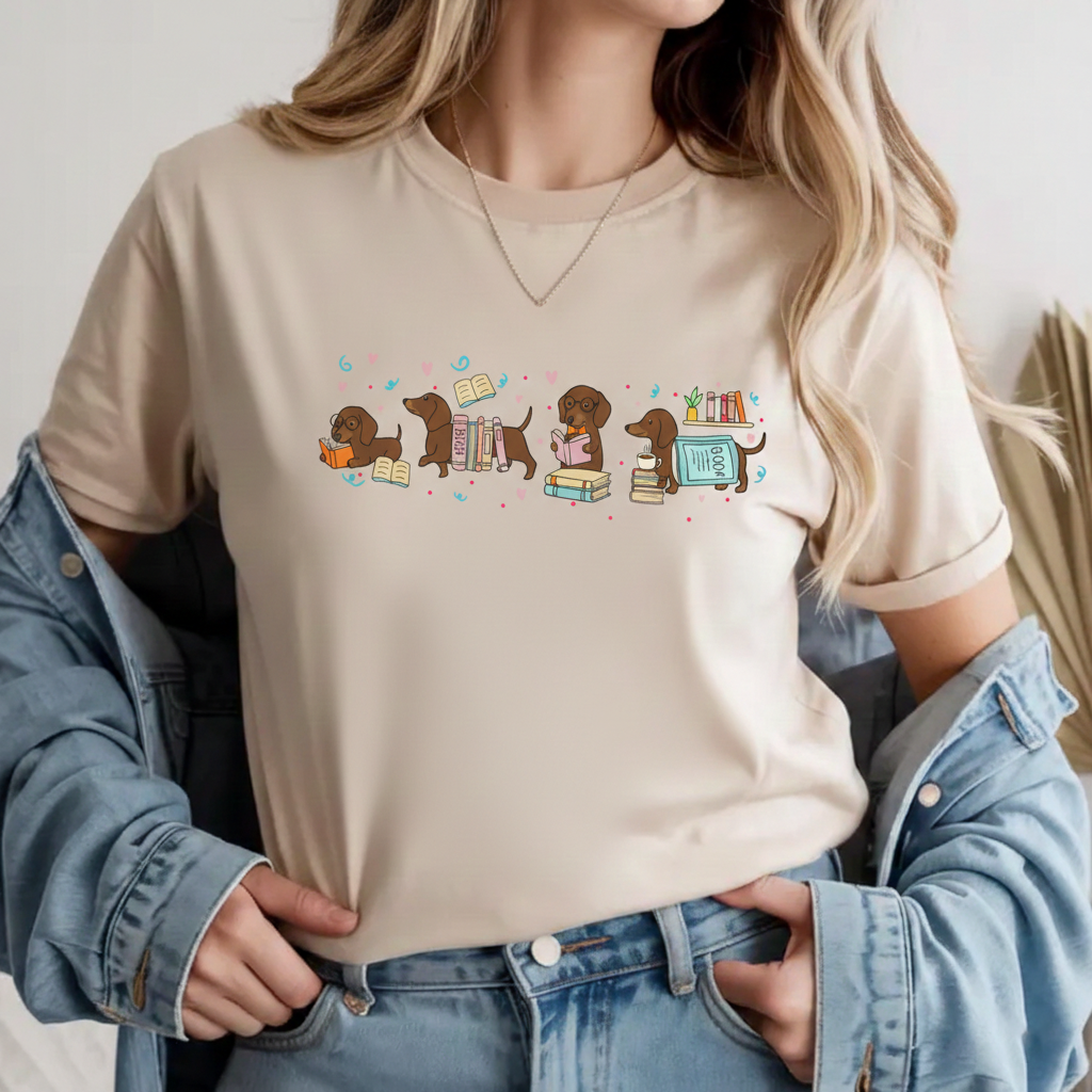Dachshund Book Lover Shirt | Reading Wiener Dog Tee, Bookish Doxie Gifts for Dog Moms