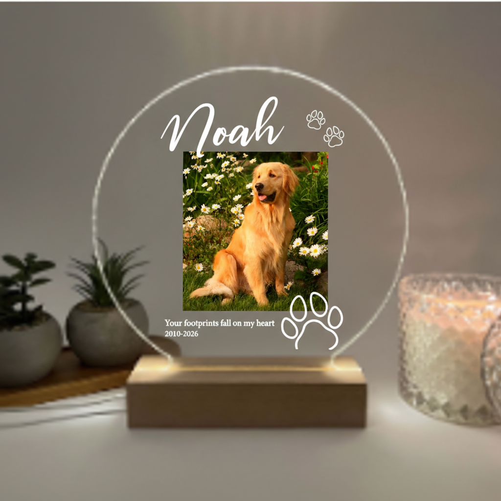 Pet Memorial Plaque,Pet LED Night Light,Custom Photo Pet Lover Night Light,Dog Keepsake Sign