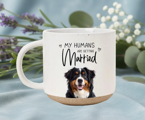 Custom Dog Engagement Pottery Mug, Personalized My Humans Are Getting Married Mug, Custom Pet Wedding Gift