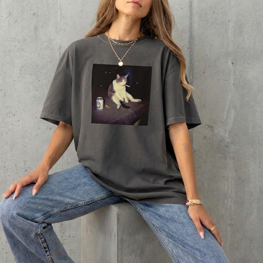 Funny Smoking Cat Meme Shirt, Cigarette Cat Shirt, Gen Z Joke Shirt, Stupid Brainrot Gift, Cat Lover Gift, Funny Kitty Tee, Cool Cat Shirt