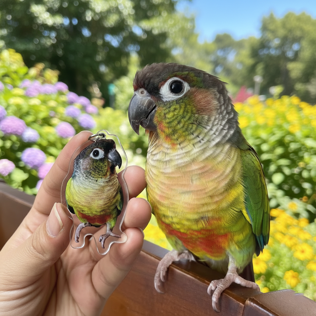 Custom Parrot Keychain, Personalized Bird Photo Keychain