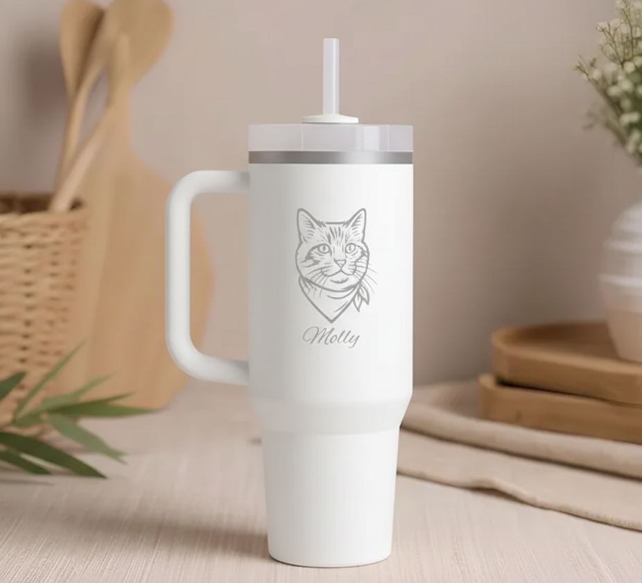 Custom Pet Tumbler, Personalized for Cat Owner, Cat Mom/Dad Gift, Multiple Cats Option