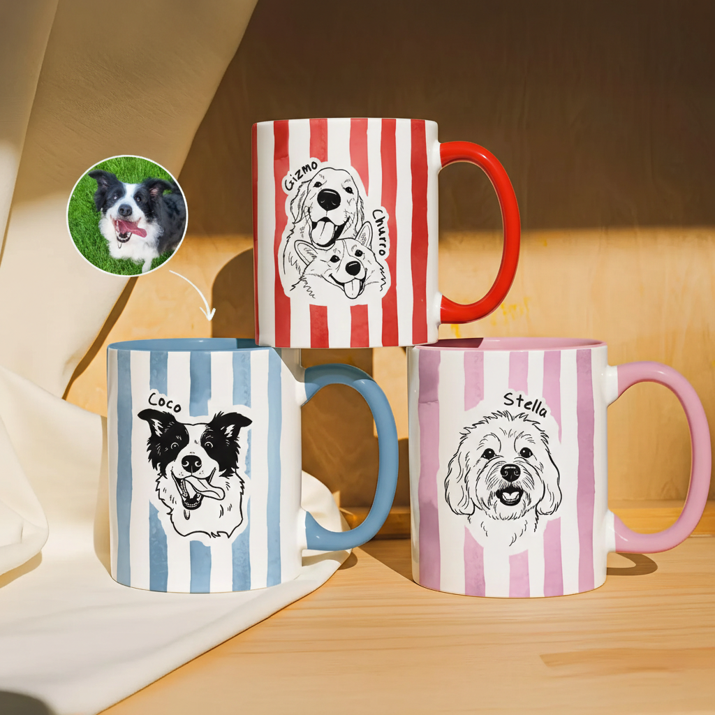 Custom Pet Portrait Mug, Personalized Dog Mug, Custom Cat Mug, Pet Memorial Gift