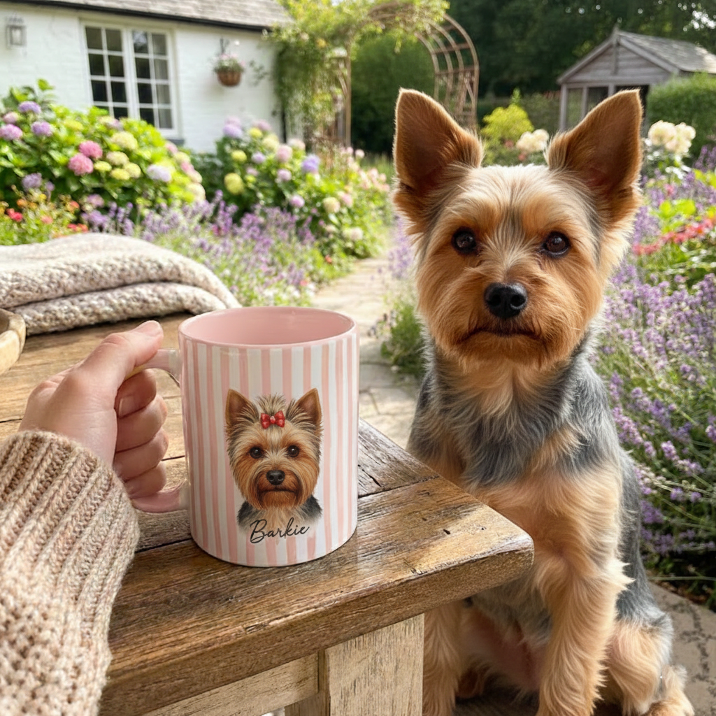 Custom Pet PicturePortrait Mug, Personalized Watercolor Drawing from Dog Photo Cup, Pet Face