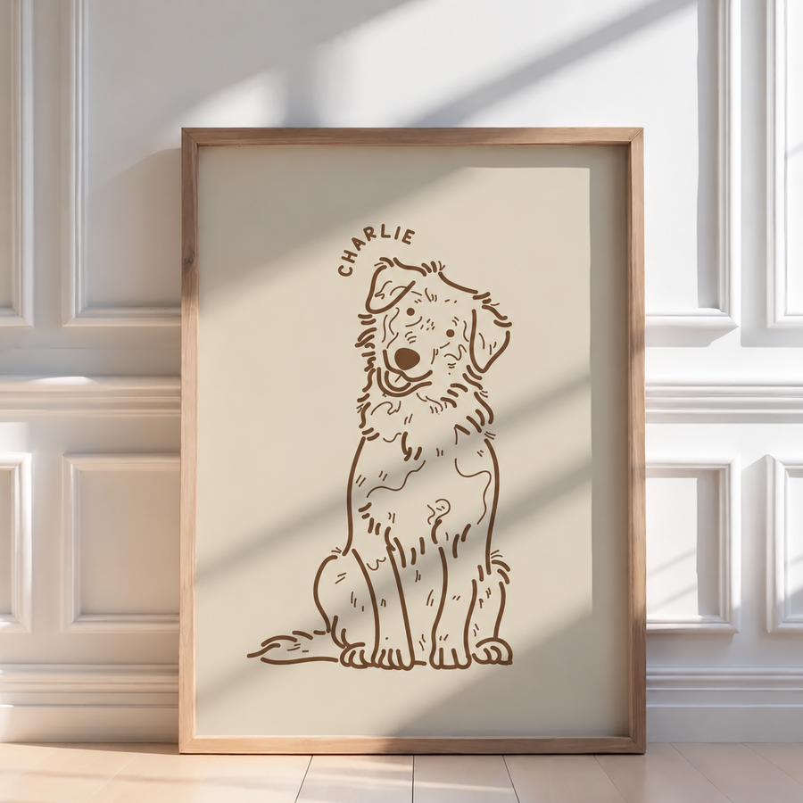 Badly Drawn Pet Portrait From Photo - Personalized Line Art Print Or Framed Wall Art - Gift For Pet Lovers