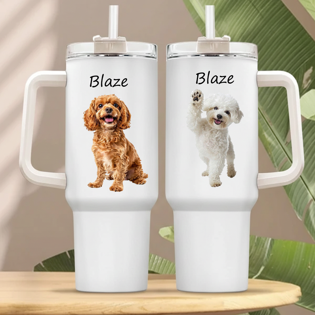 Custom Dog Portrait Tumbler, Custom Dog Photo Tumbler, Gift for Dog Lovers, Personalized Dog Memorial Gift
