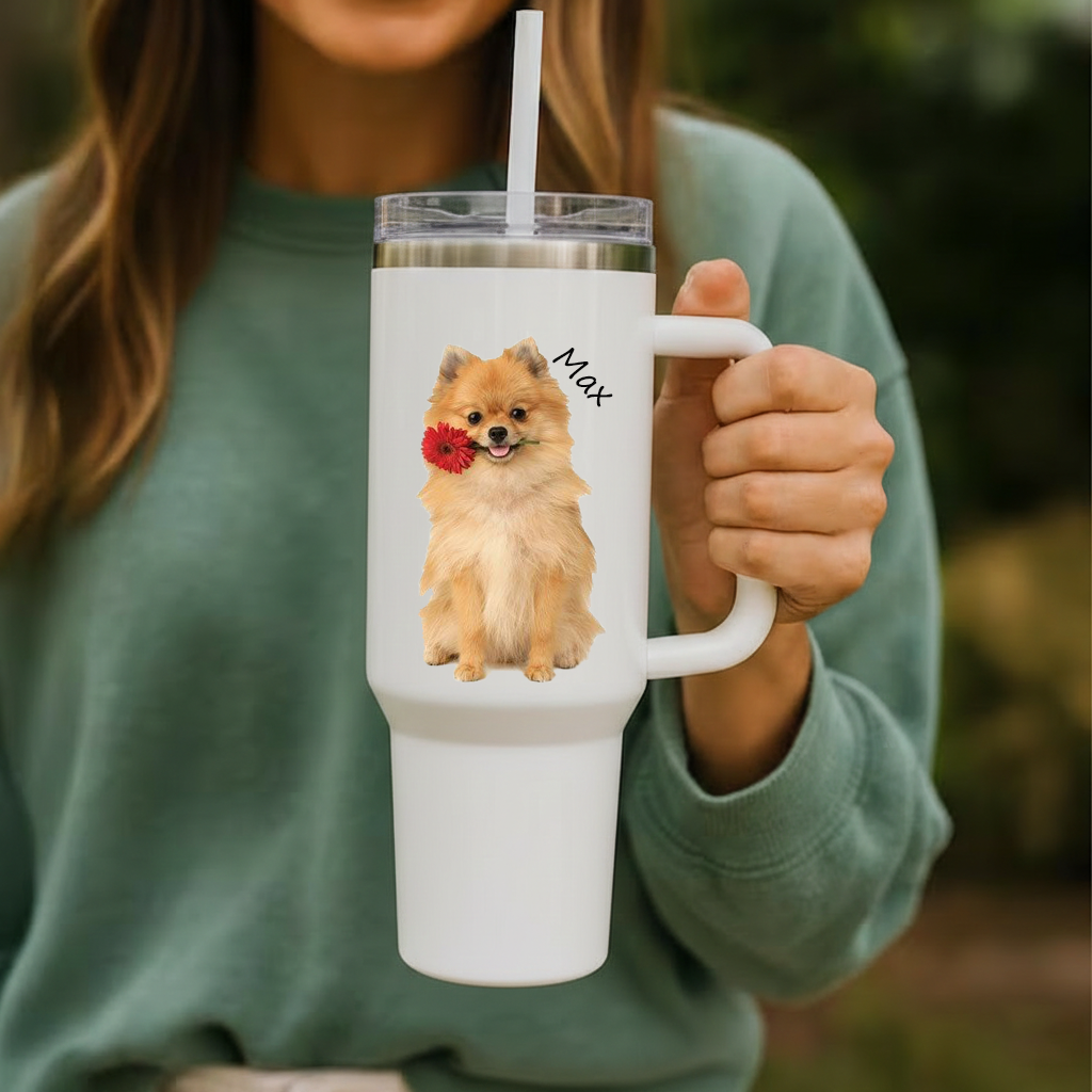 Custom Dog Portrait Tumbler, Custom Dog Photo Tumbler, Personalized Dog Memorial Gift