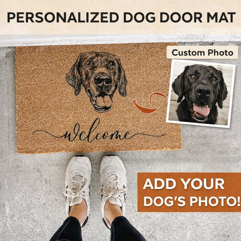 Personalized Pet Doormat, Custom Family Name Mat, Natural Coir Fibe, Dog Cat Doormat, Custom Pet Decor, Home Decor