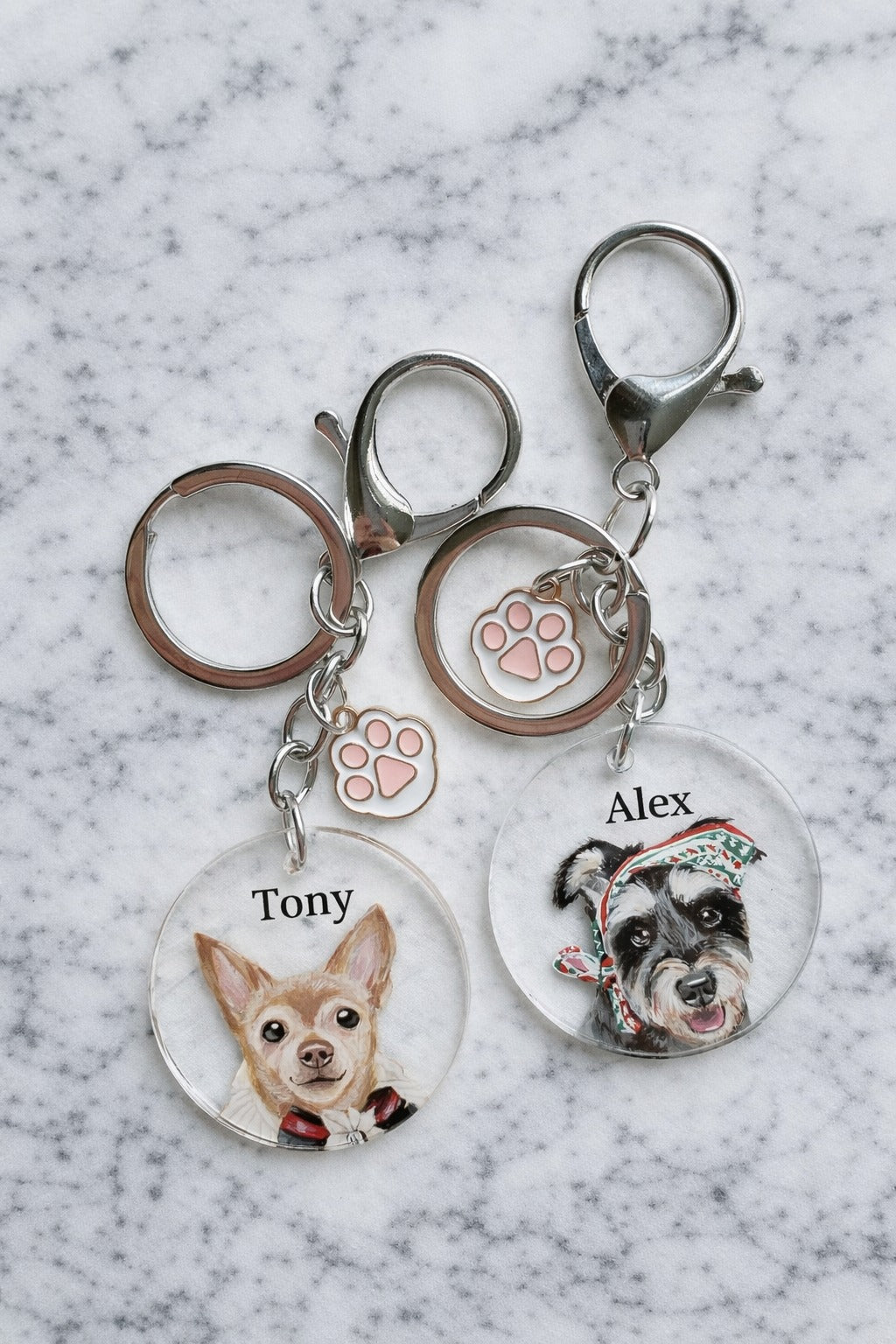 Hand-painted Pet Transparent Keychain, Custom Dog/Cat/Animal Portrait, Pet Gift, Art Keychain, Dog Cat Pet Keychain