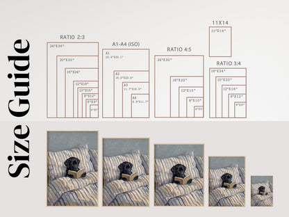 Dog Reading In Bed Painting From Your Photo - Personalized Pet Portrait Art Print - Gift For Dog Lovers