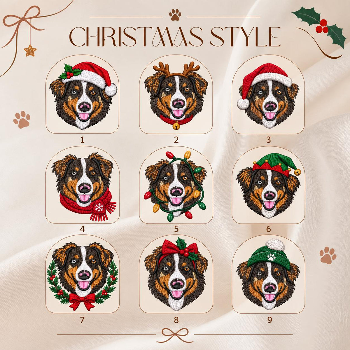Glitter Varsity Name Christmas Pet Sweatshirt - Personalized Embroidered Dog Or Cat Portrait - Pet Mom Gift