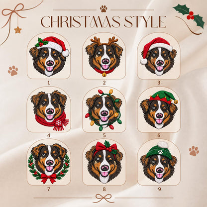 Glitter Varsity Name Christmas Pet Sweatshirt - Personalized Embroidered Dog Or Cat Portrait - Pet Mom Gift