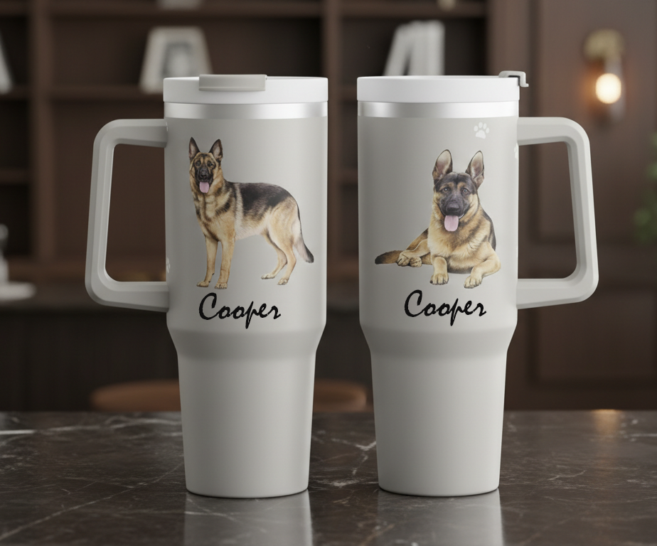 Custom Pet Photo Tumbler, Personalized Dog or Cat Portrait Cup, Memorial Gift for Pet Owners