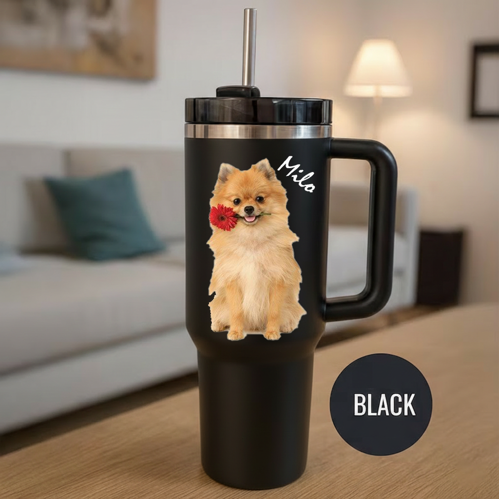 Custom Dog Portrait Tumbler, Custom Dog Photo Tumbler, Personalized Dog Memorial Gift