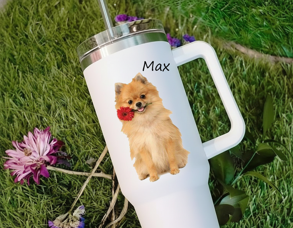 Custom Dog Portrait Tumbler, Custom Dog Photo Tumbler, Personalized Dog Memorial Gift