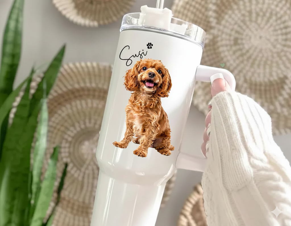 Custom Dog Portrait Tumbler, Custom Dog Photo Tumbler, Gift for Dog Lovers, Personalized Dog Memorial Gift