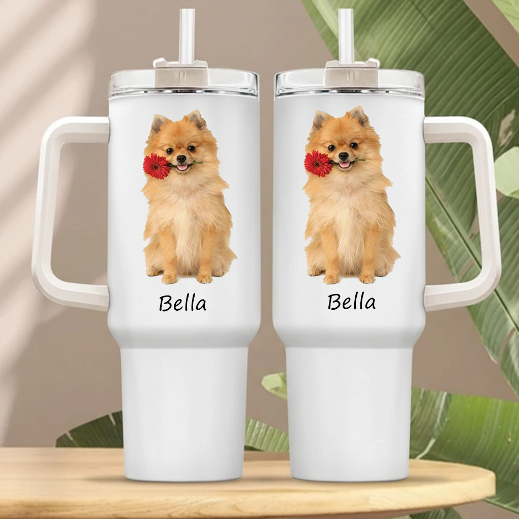 Custom Dog Portrait Tumbler, Custom Dog Photo Tumbler, Personalized Dog Memorial Gift