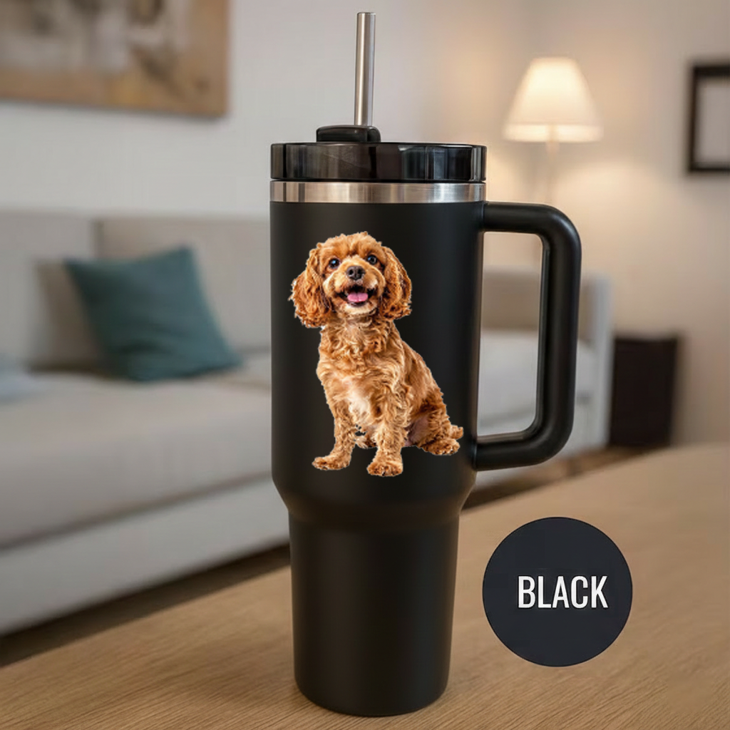 Custom Dog Portrait Tumbler, Custom Dog Photo Tumbler, Gift for Dog Lovers, Personalized Dog Memorial Gift