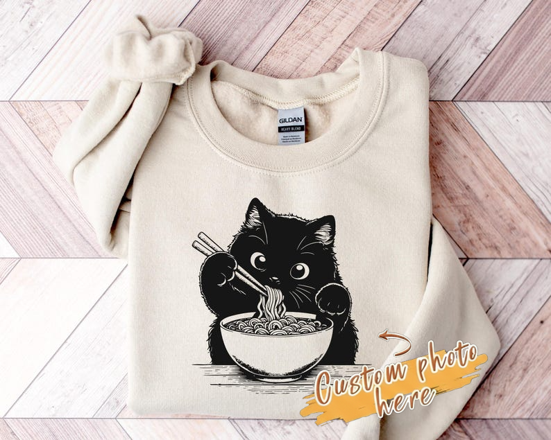 Noodle Cat Shirt, Cat Sweatshirt, Ramen Cat Shirt, Cat Mom Shirt, Cat Tee, Cat Lover Shirt, Animal Lover Tee, Cat Lovers Tee, Gift for Mom