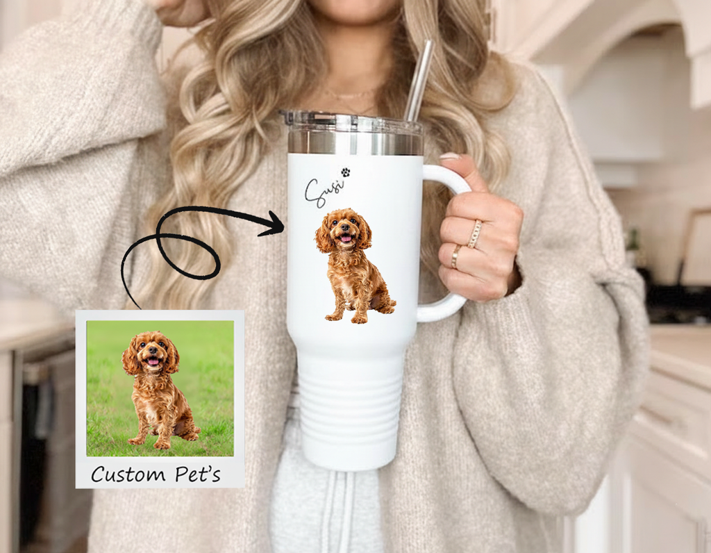 Custom Dog Portrait Tumbler, Custom Dog Photo Tumbler, Gift for Dog Lovers, Personalized Dog Memorial Gift
