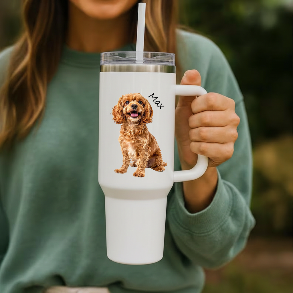 Custom Dog Portrait Tumbler, Custom Dog Photo Tumbler, Gift for Dog Lovers, Personalized Dog Memorial Gift