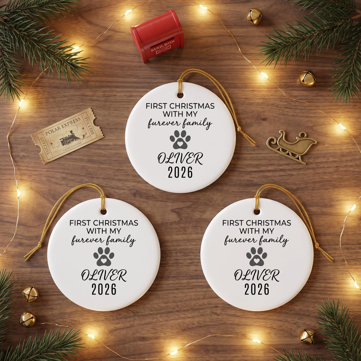 First Christmas With My Furever Family Ornament - Personalized Rescue Pet Name & Year - New Pet Parent Gift