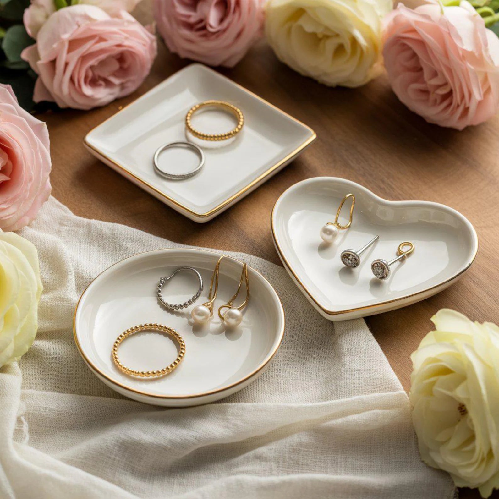 Custom Dog Jewelry Dish, Toile De Jouy Pet Ring Dish , Personalized Pet Portrait Ceramic