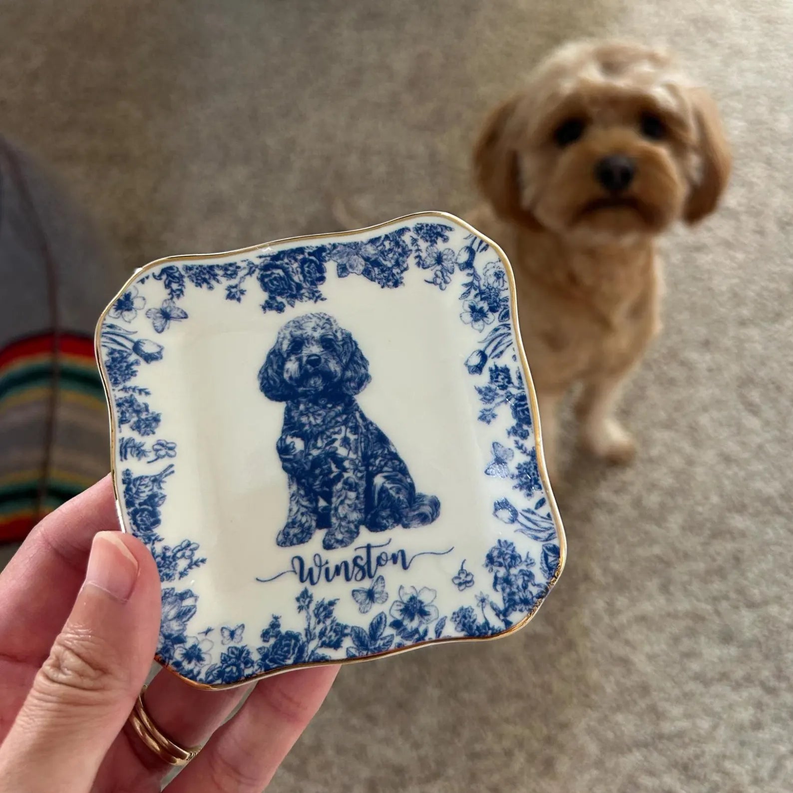 Custom Pet Portrait Jewelry Dish, Jewelry Dish Gift for Pet Lover, Dog Mom Trinket Dish