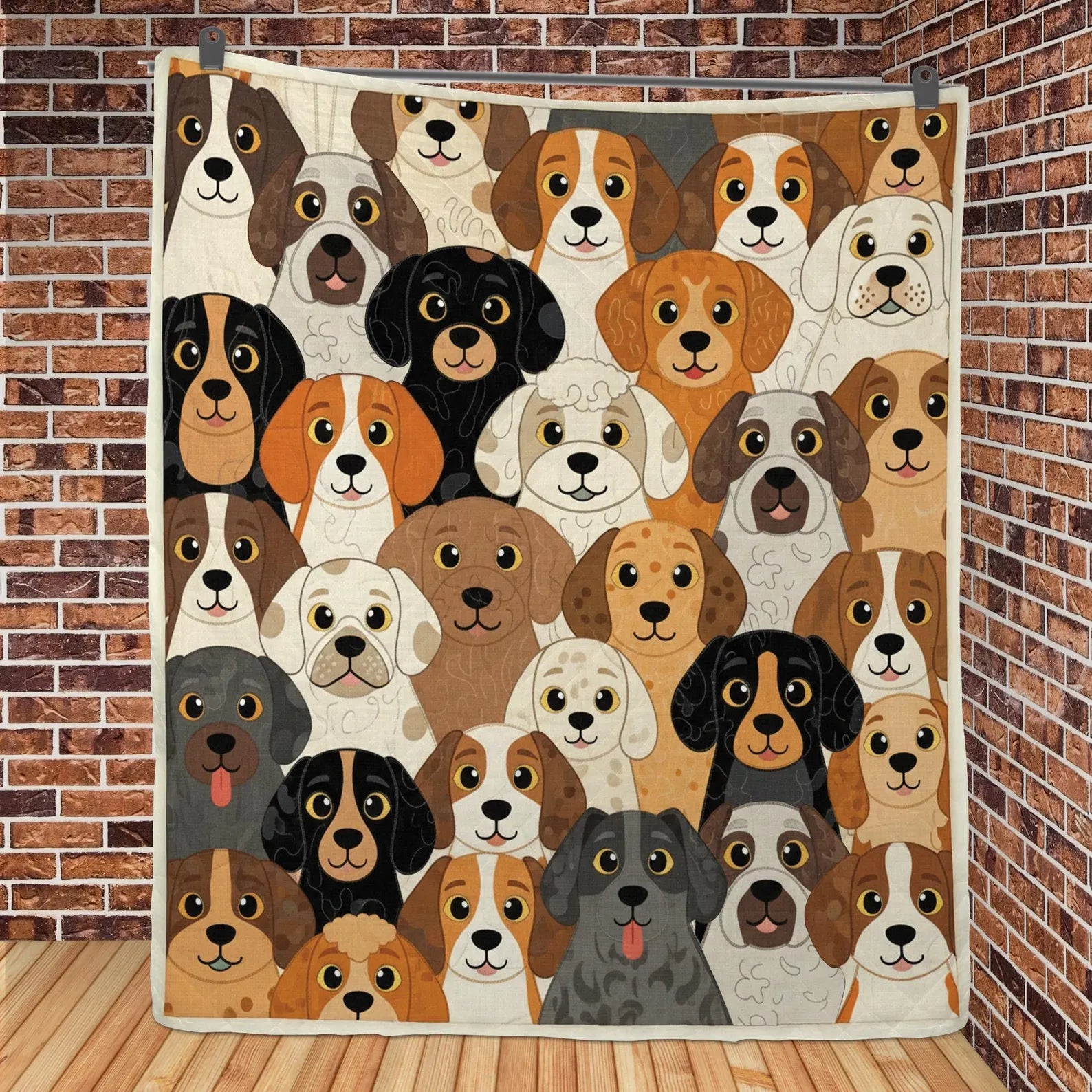 Dog Quilt Blanket, Patchwork Dog Pattern Throw, Multicolor Puppy Sofa Bed Cover