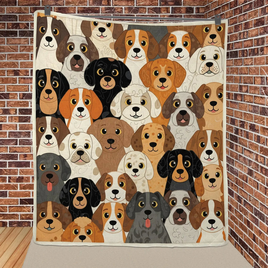 Dog Quilt Blanket, Patchwork Dog Pattern Throw, Multicolor Puppy Sofa Bed Cover
