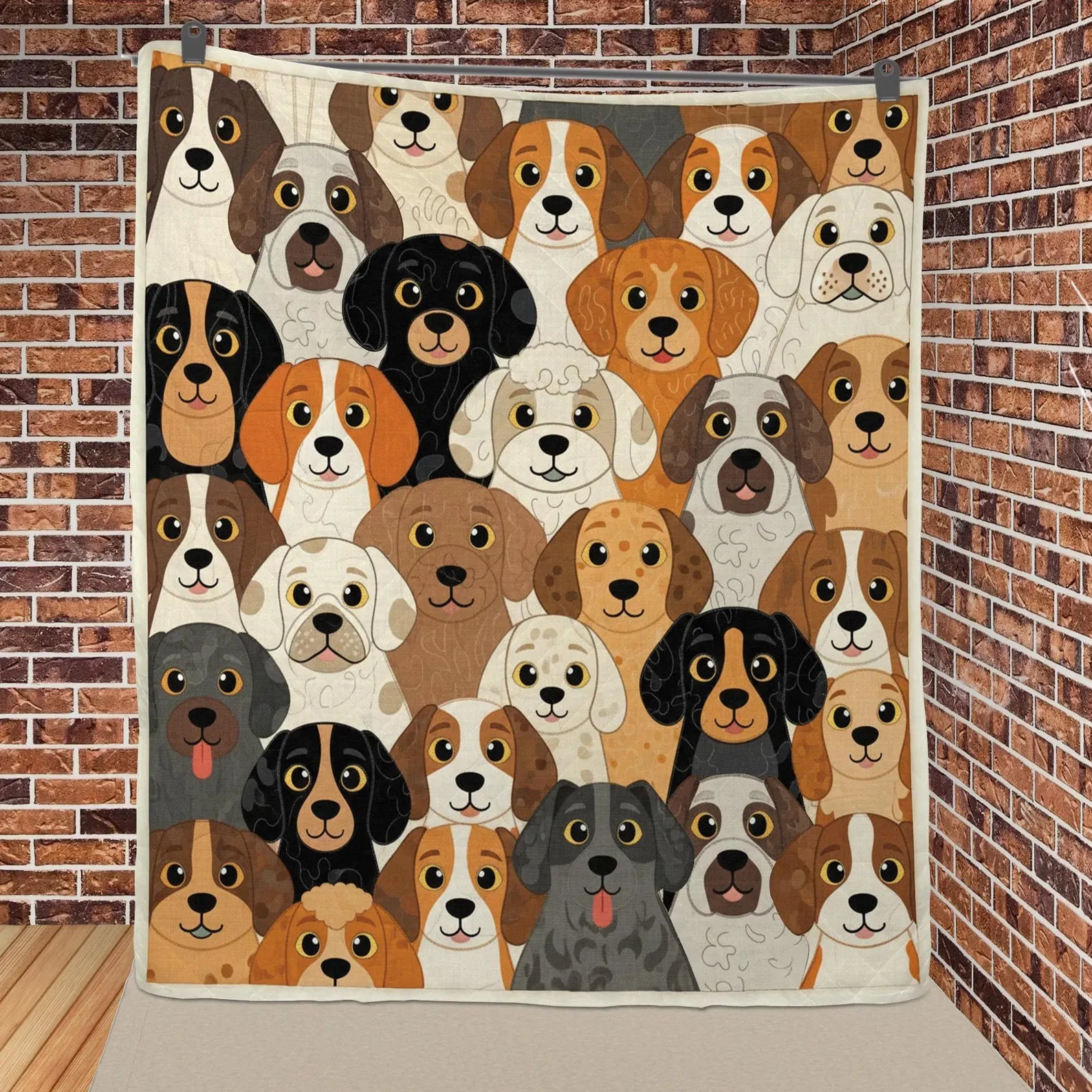 Dog Quilt Blanket, Patchwork Dog Pattern Throw, Multicolor Puppy Sofa Bed Cover
