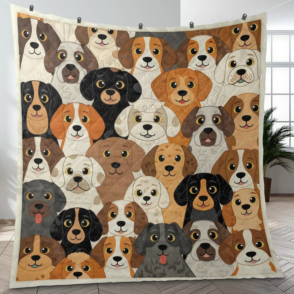 Dog Quilt Blanket, Patchwork Dog Pattern Throw, Multicolor Puppy Sofa Bed Cover