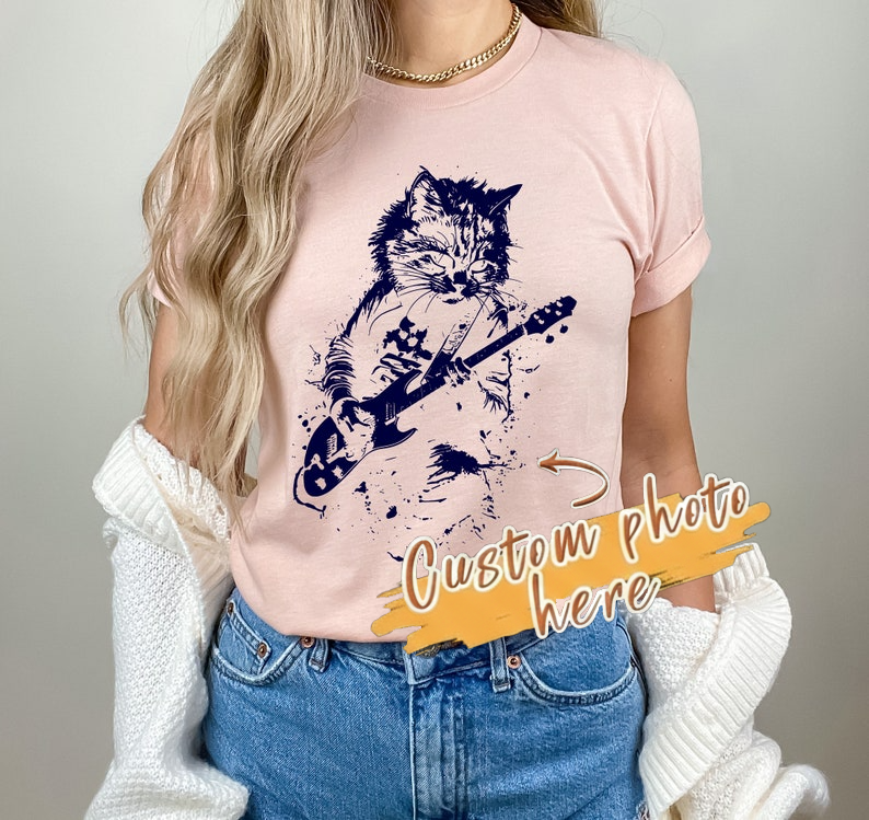 Rock Cat Guitar T-Shirt: Funny Cat Lover Gift