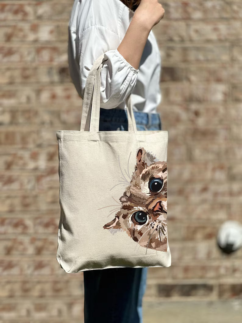 Funny Cat Tote Bag, Cat Tote Bag, Cat Lover Gift, Cat Mom Tote, Cute Tote Bag, Canvas Bag, Aesthetic Bag, Casual Canvas Tote, Gift Tote Bag