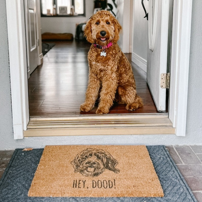 Personalized Pet Doormat, Custom Family Name Mat, Natural Coir Fibe, Dog Cat Doormat, Custom Pet Decor, Home Decor