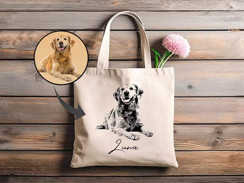Personalized Pet Photo Tote Bag, Dog Mom Tote Bag, Dog Owner Gifts, Dog Mom Shoulder Bag, Christmas Gifts, Custom Pet Photo Gifts, Dog Dad