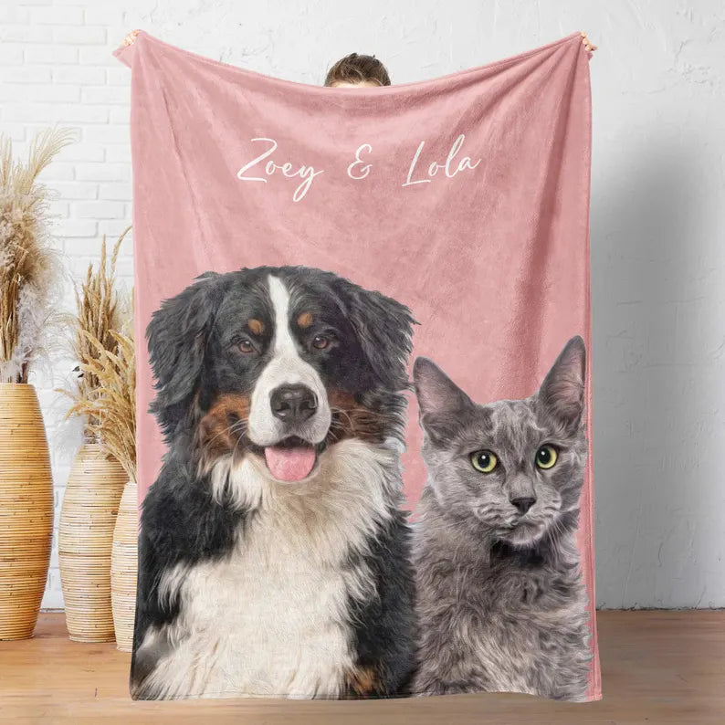 Personalized Pet Photo Blanket: Custom Dog Cat Memorial Gift