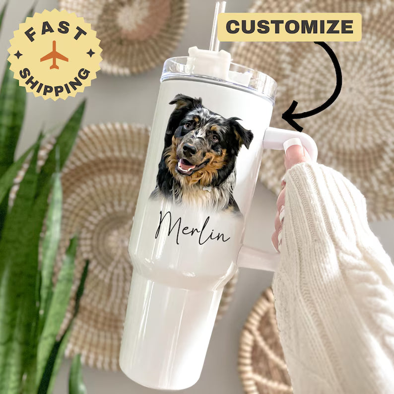 Custom Dog Photo Tumbler: Personalized Pet Lover Gift