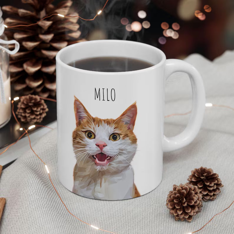 Personalized Pet Portrait Mug: Custom Dog or Cat Photo Coffee Cup