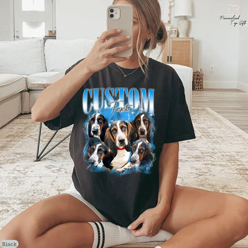 Custom Comfort Colors® Retro Dog Shirt, Personalized Pet Tee, Custom Photo Vintage 90s Graphic, Bootleg Rap Dog Shirt, Custom Design Tshirt