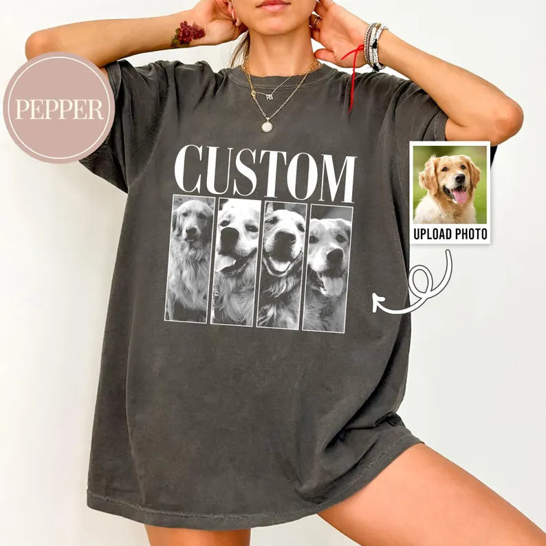 Custom Pet Photo Shirt, Personalized Pet Comfort Colors Shirt, Dog Mom Gift, Cat Mom Shirt, Dog Dad Gift, Cat Dad Gift, Pet Remembrance Gift