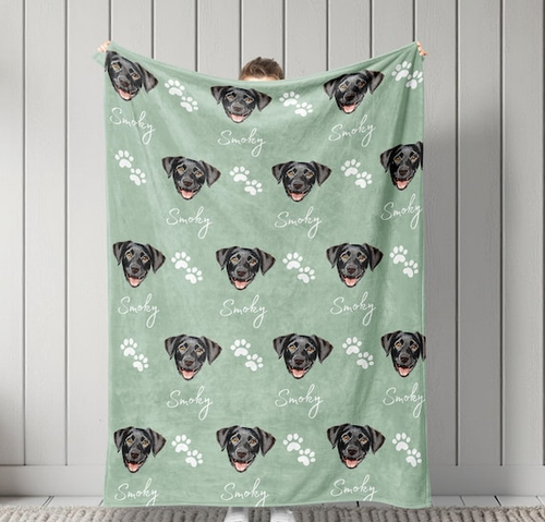 Custom Pet Blanket Using Pet Photo + Name Custom Dog Blanket Personalized Dog Blankets Cat Picture Blanket Pet Photo Blanket Dog Dad Gift