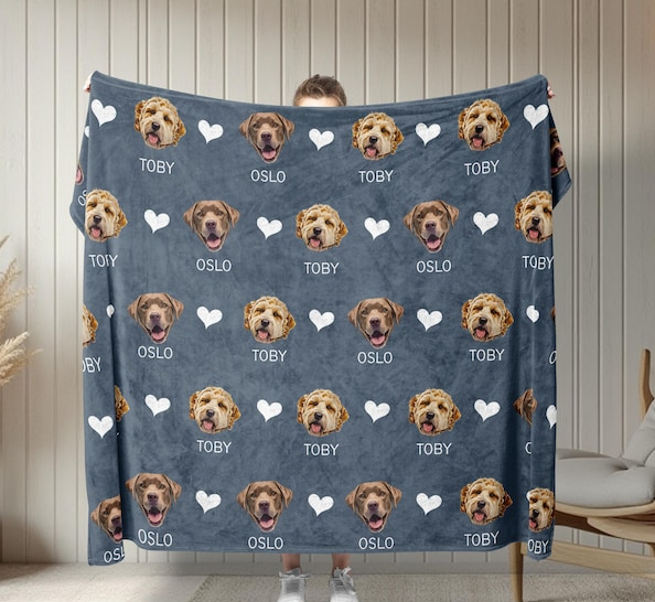 Custom Pet Blanket Using Pet Photo + Name Custom Dog Blanket Personalized Dog Blankets Cat Picture Blanket Pet Photo Blanket Dog Dad Gift