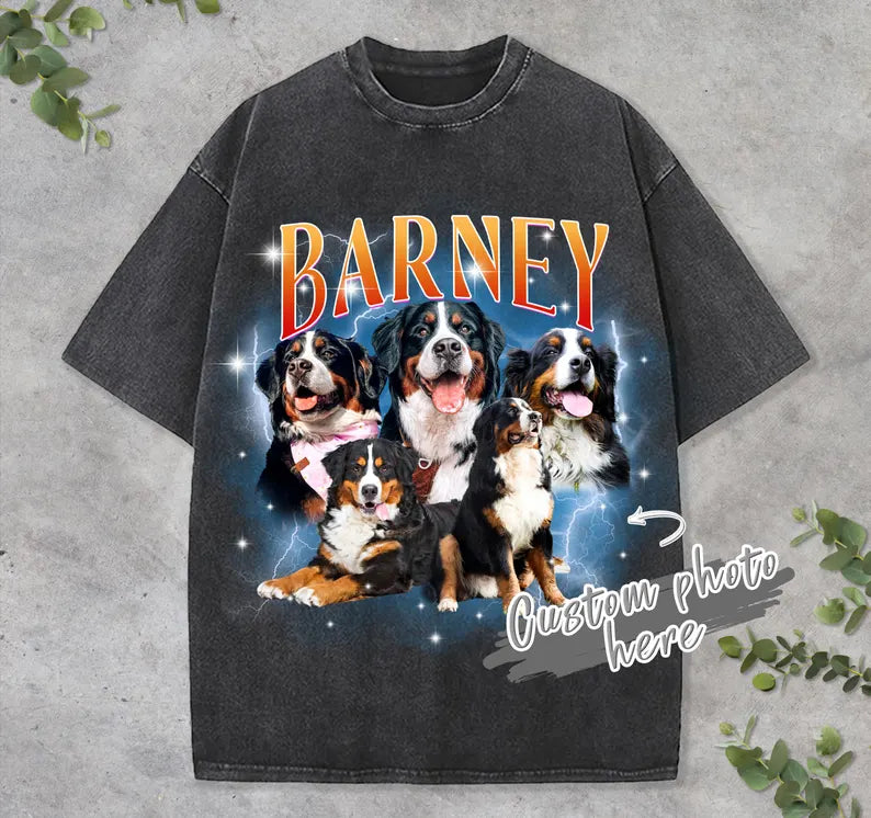Custom Pet Portrait T-Shirt: Retro 90s Graphic Tee