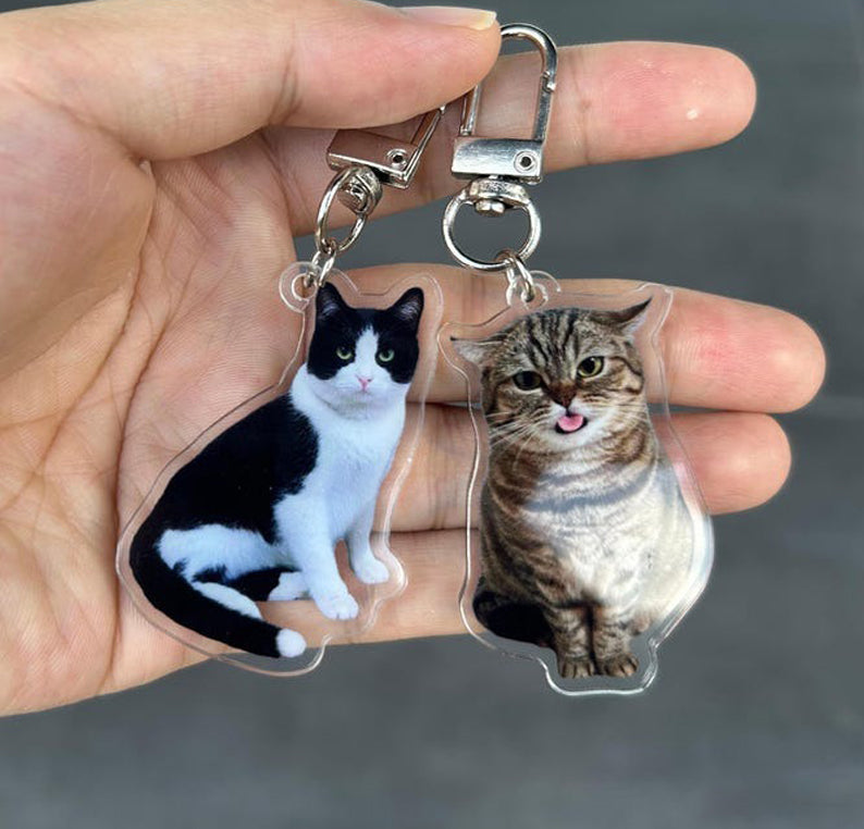Custom Pet Photo Keychain, Funny Pet Keychain, Personalized Pet Photo Keychain, Cat Dog Memorial Gift, Holiday Gift for Pet Lovers