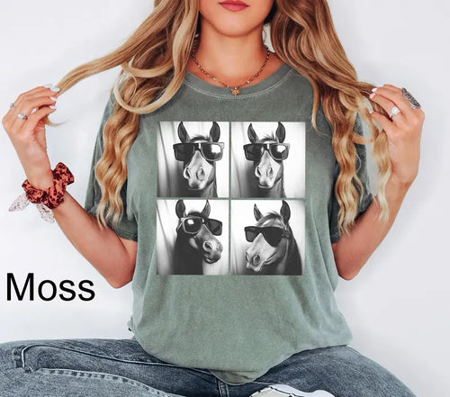 Comfort Colors® Funny Horse Shirt,Horse with Sunglasses,Horse Tee,Horses Photo Tee,Horse Silhouette Shirt, Equestrian Tees,Horse Owner Shirt