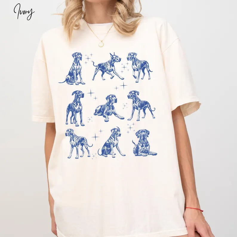 Great Dane 90s Vintage Tattoo Style Tshirt, Retro Comfort Colors® Y2k Great Dane Shirt, Dane Dog Lovers Gift, Gentle Giant Dog Mom Gift